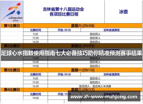 足球心水指数使用指南七大必备技巧助你精准预测赛事结果 足球心水指数使用指南七大必备技巧助你精准预测赛事结果